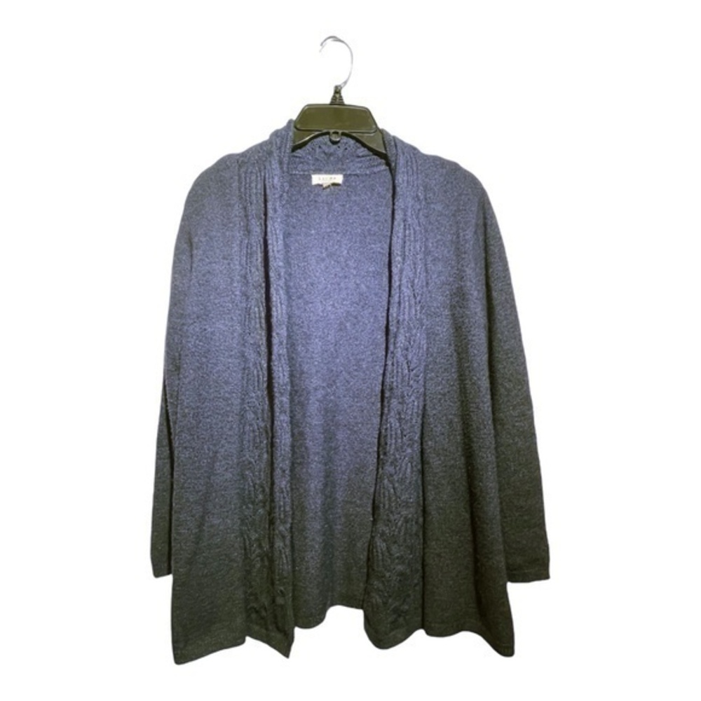Laura Petite Womens Cardigan Dark Blue Open Viscose Blend Soft Size Large